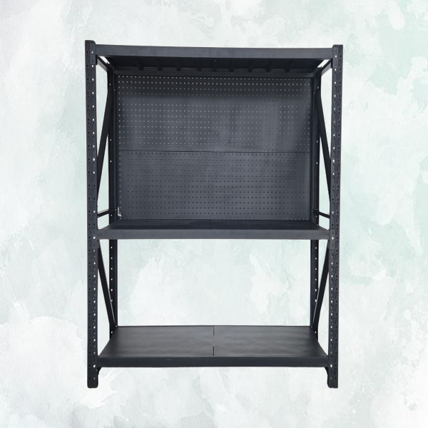 1.5m x 2.0m x 0.6m 600KG (W x H x D) Heavy Duty Pegboard Shelving – Available in Mettle Black and Grey