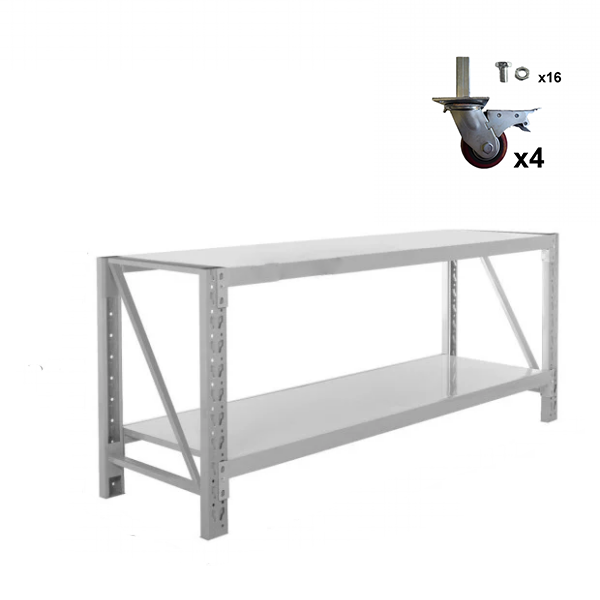 2.0m x 0.9m x 0.6m 400KG (W x H x D) Heavy Duty Workbench – Available in Mettle Black and Grey