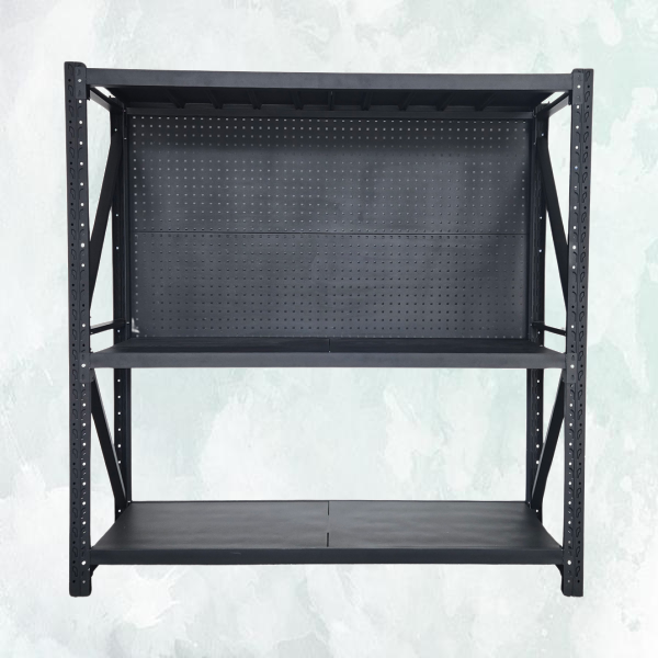 2.0m x 2.0m x 0.6m 600KG (W x H x D) Heavy Duty Pegboard Shelving – Available in Mettle Black and Grey