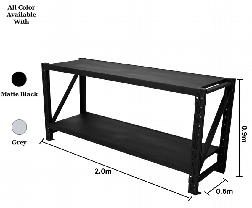 2.0m x 0.9m x 0.6m 400KG (W x H x D) Heavy Duty Workbench – Available in Mettle Black and Grey