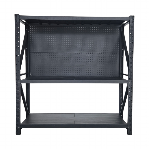 2.0m x 2.0m x 0.6m 600KG (W x H x D) Heavy Duty Pegboard Shelving – Available in Mettle Black and Grey